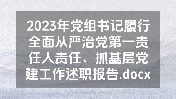 2023年党组书记履行全面从严治党第一责任人责任、抓基层党建工作述职报告.docx