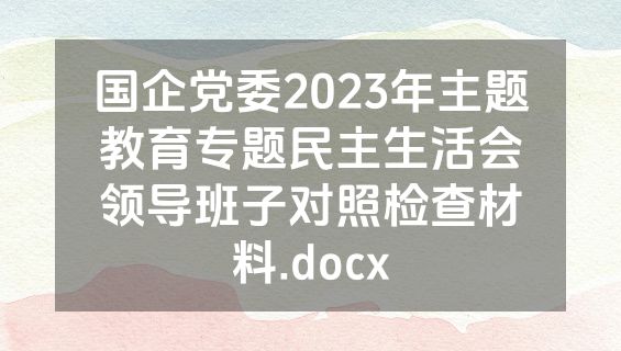 国企党委2023年主题教育专题民主生活会领导班子对照检查材料.docx