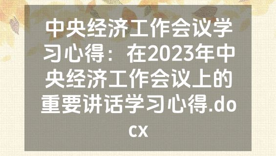 中央经济工作会议学习心得：在2023年中央经济工作会议上的重要讲话学习心得.docx
