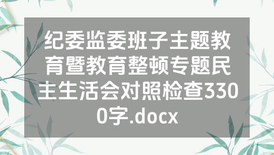 纪委监委班子主题教育暨教育整顿专题民主生活会对照检查3300字.docx