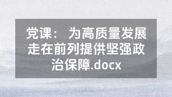 党课： 为高质量发展走在前列提供坚强政治保障.docx