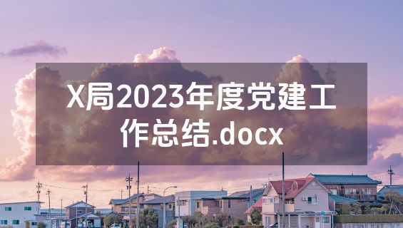 X局2023年度党建工作总结.docx