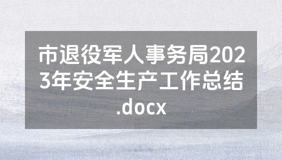 市退役军人事务局2023年安全生产工作总结.docx