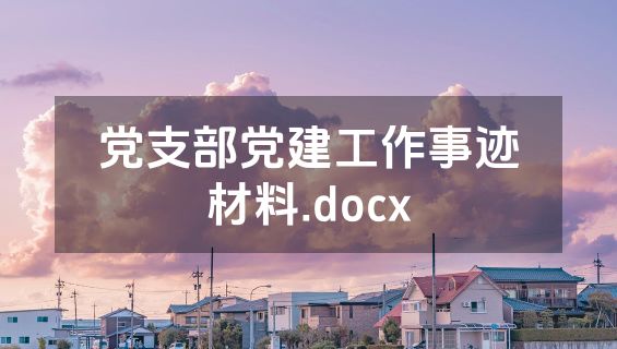 党支部党建工作事迹材料.docx