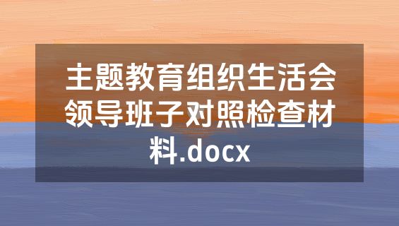 主题教育组织生活会领导班子对照检查材料.docx