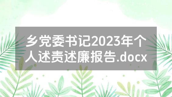 乡党委书记2023年个人述责述廉报告.docx