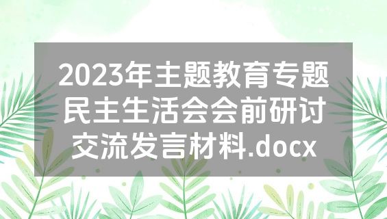 2023年主题教育专题民主生活会会前研讨交流发言材料.docx