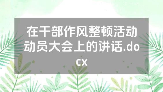 在干部作风整顿活动动员大会上的讲话.docx