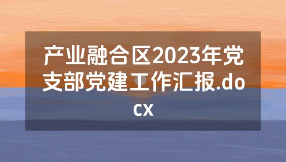 产业融合区2023年党支部党建工作汇报.docx