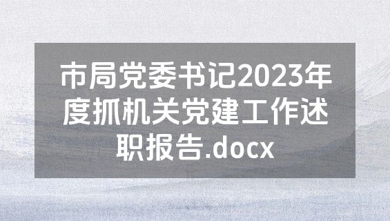 市局党委书记2023年度抓机关党建工作述职报告.docx
