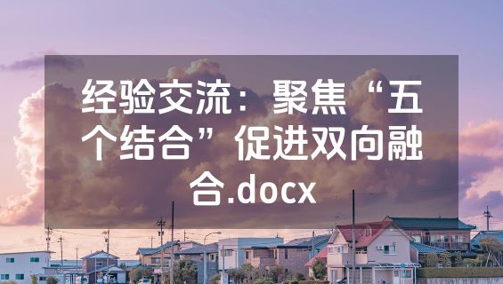 经验交流：聚焦“五个结合”促进双向融合.docx