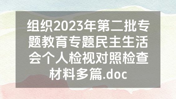 组织2023年第二批专题教育专题民主生活会个人检视对照检查材料多篇.doc