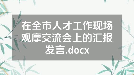 在全市人才工作现场观摩交流会上的汇报发言.docx