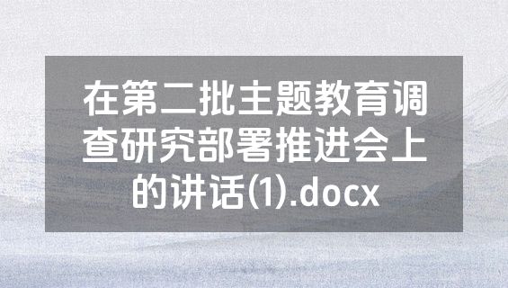 在第二批主题教育调查研究部署推进会上的讲话(1).docx