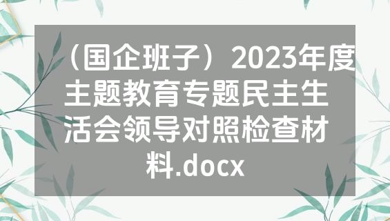 （国企班子）2023年度主题教育专题民主生活会领导对照检查材料.docx