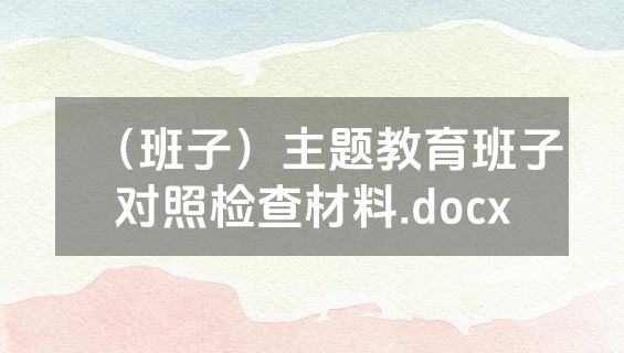 （班子）主题教育班子对照检查材料.docx