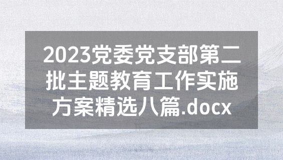 2023党委党支部第二批主题教育工作实施方案精选八篇.docx