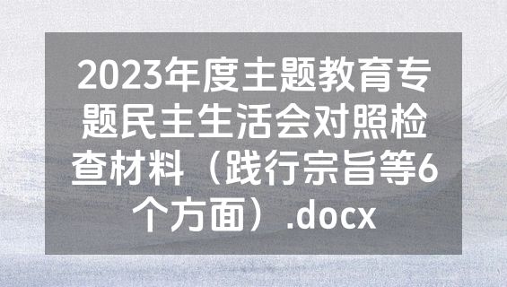 2023年度主题教育专题民主生活会对照检查材料（践行宗旨等6个方面）.docx