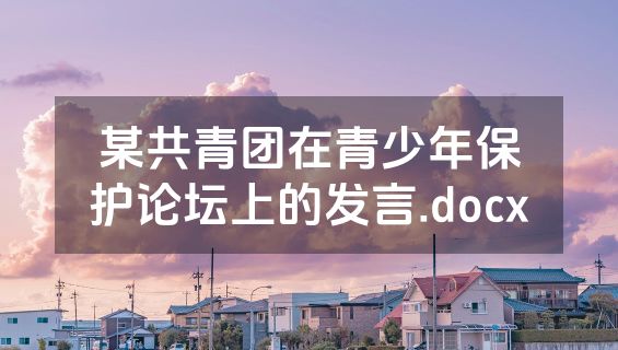 某共青团在青少年保护论坛上的发言.docx