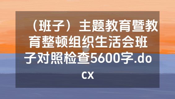 （班子）主题教育暨教育整顿组织生活会班子对照检查5600字.docx
