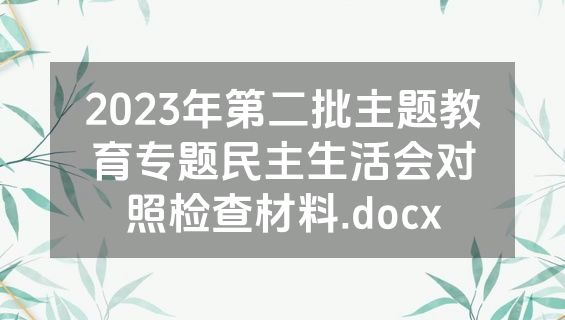 2023年第二批主题教育专题民主生活会对照检查材料.docx