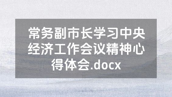 常务副市长学习中央经济工作会议精神心得体会.docx