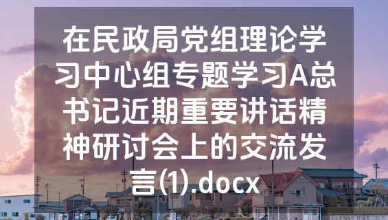 在民政局党组理论学习中心组专题学习A总书记近期重要讲话精神研讨会上的交流发言(1).docx