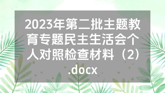 2023年第二批主题教育专题民主生活会个人对照检查材料（2）.docx
