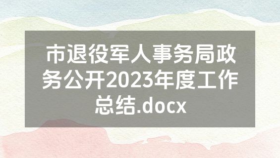 市退役军人事务局政务公开2023年度工作总结.docx