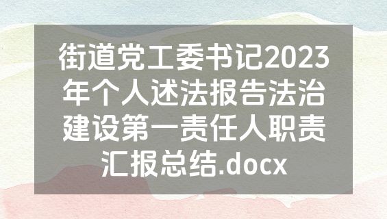街道党工委书记2023年个人述法报告法治建设第一责任人职责汇报总结.docx