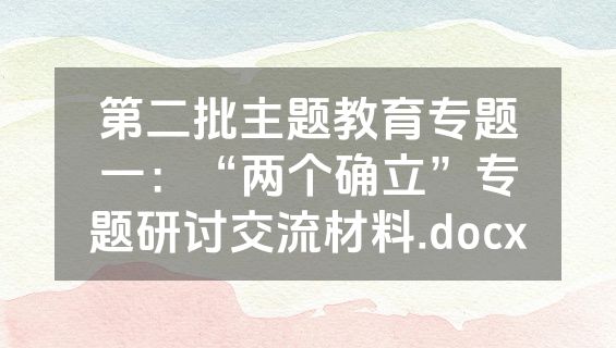 第二批主题教育专题一：“两个确立”专题研讨交流材料.docx