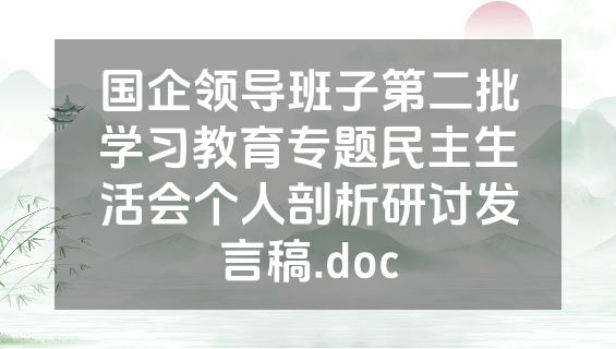 国企领导班子第二批学习教育专题民主生活会个人剖析研讨发言稿.doc