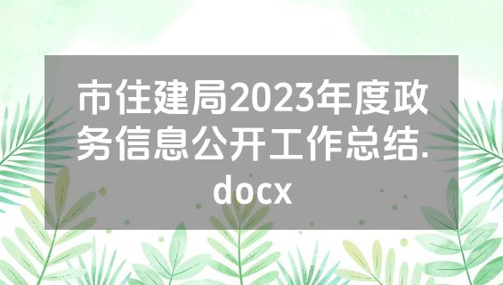 市住建局2023年度政务信息公开工作总结.docx