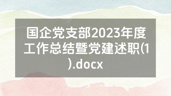 国企党支部2023年度工作总结暨党建述职(1).docx