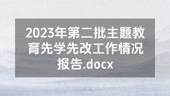 2023年第二批主题教育先学先改工作情况报告.docx