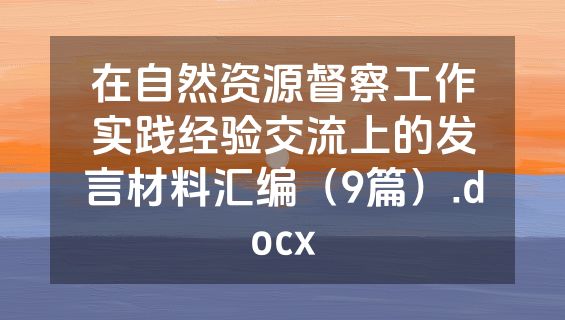 在自然资源督察工作实践经验交流上的发言材料汇编（9篇）.docx