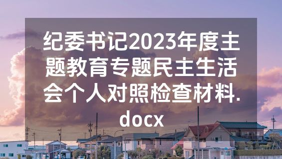 纪委书记2023年度主题教育专题民主生活会个人对照检查材料.docx