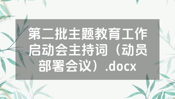 第二批主题教育工作启动会主持词（动员部署会议）.docx
