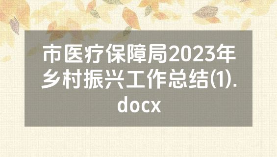 市医疗保障局2023年乡村振兴工作总结(1).docx