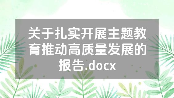 关于扎实开展主题教育推动高质量发展的报告.docx