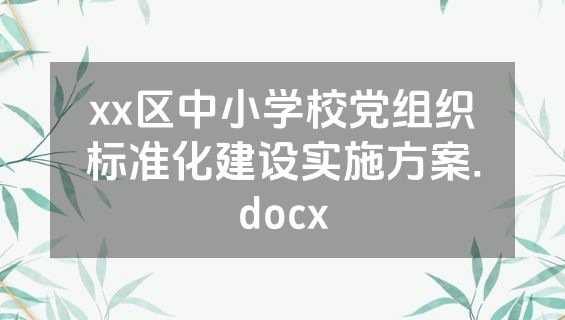 xx区中小学校党组织标准化建设实施方案.docx
