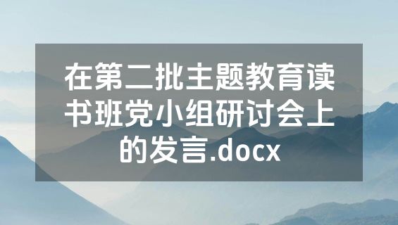 在第二批主题教育读书班党小组研讨会上的发言.docx