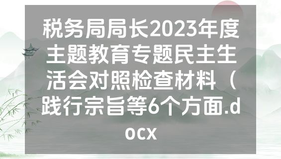 税务局局长2023年度主题教育专题民主生活会对照检查材料（践行宗旨等6个方面.docx