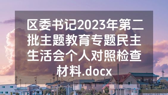 区委书记2023年第二批主题教育专题民主生活会个人对照检查材料.docx