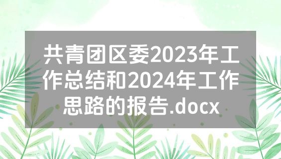 共青团区委2023年工作总结和2024年工作思路的报告.docx