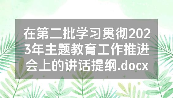 在第二批学习贯彻2023年主题教育工作推进会上的讲话提纲.docx