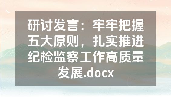 研讨发言：牢牢把握五大原则，扎实推进纪检监察工作高质量发展.docx