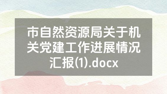 市自然资源局关于机关党建工作进展情况汇报(1).docx