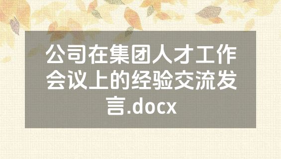 公司在集团人才工作会议上的经验交流发言.docx