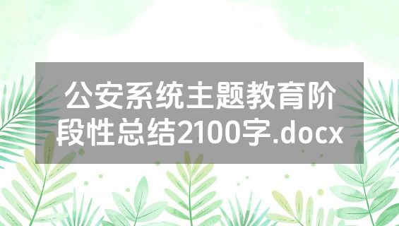 公安系统主题教育阶段性总结2100字.docx
